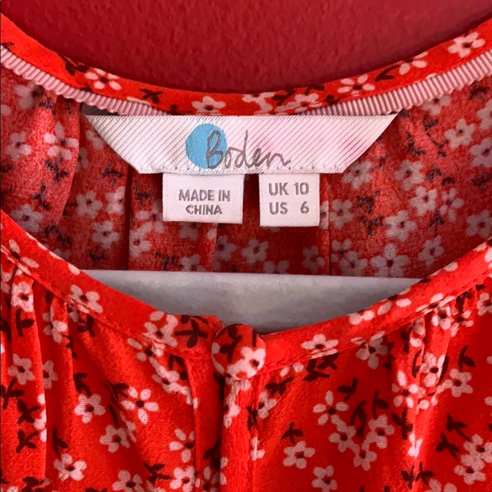 Boden Red Floral Peasant Blouse - Picture 2 of 8